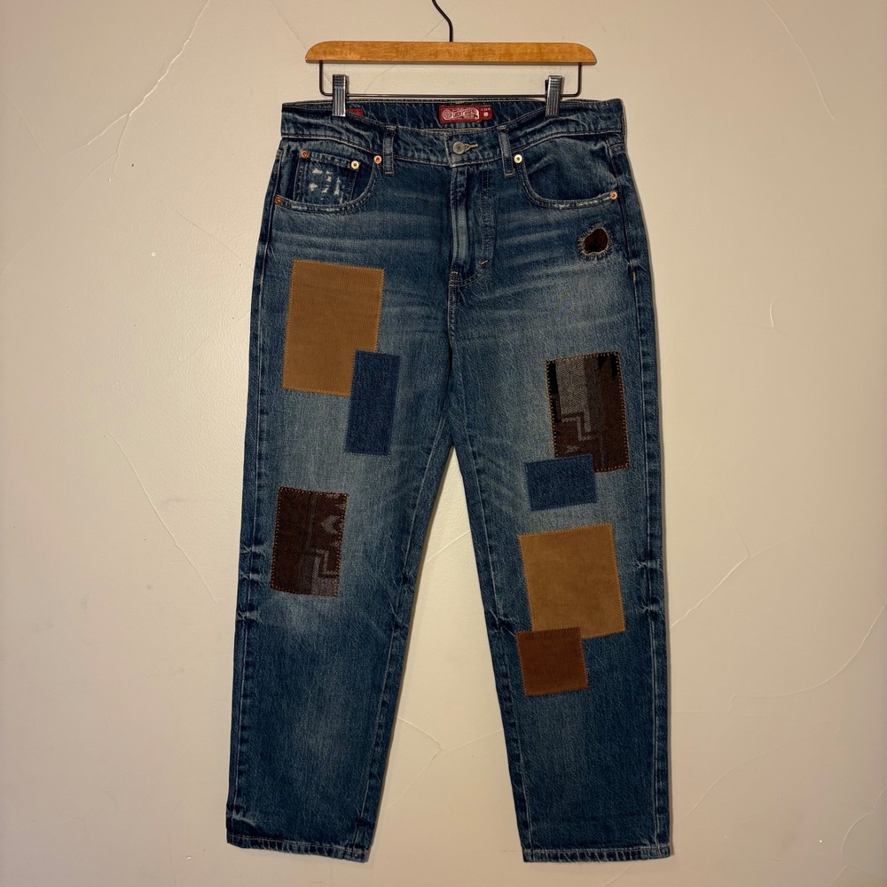 Lucky Brand‎ Women Patchwork Boy Mid Rise Relaxed Straight Leg Jean Women 6 28R